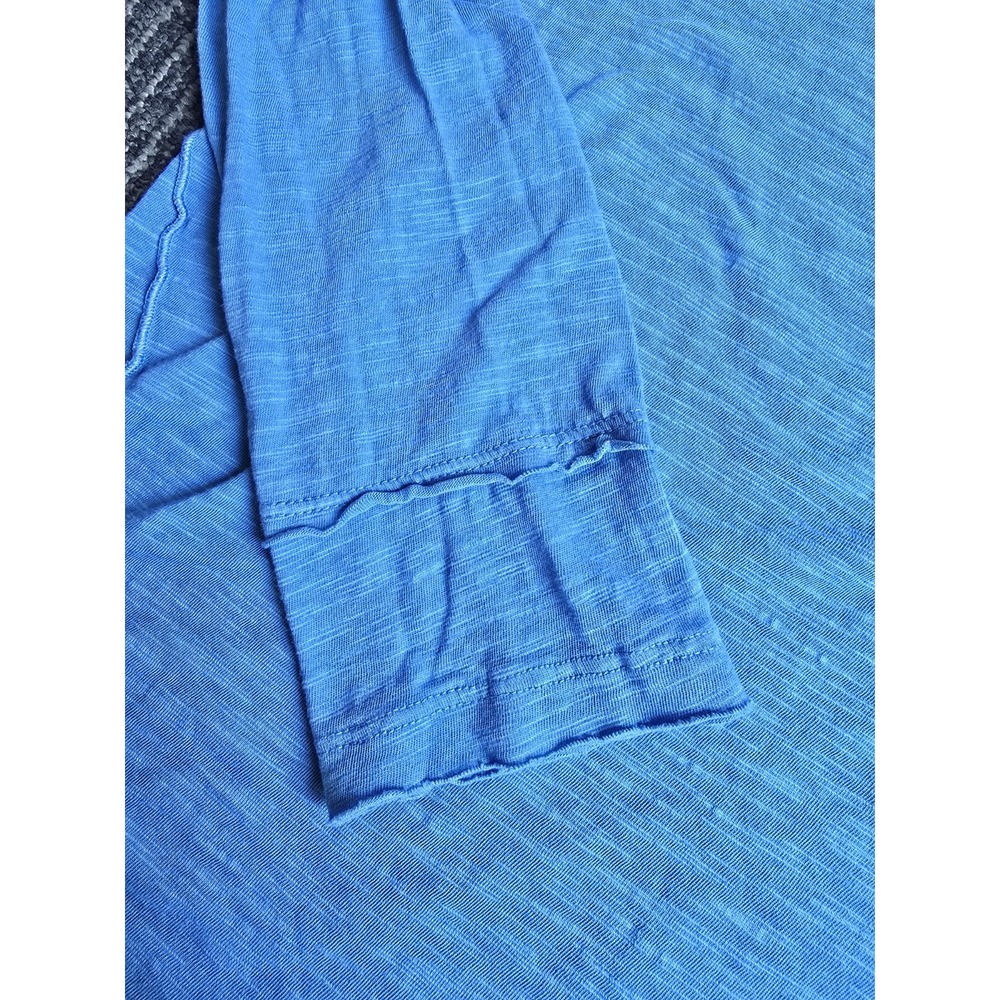 Pilcro Anthro Reconstructed Racer Tee Exposed Seams Long Sleeve Blue Boho L - Picture 6 of 9